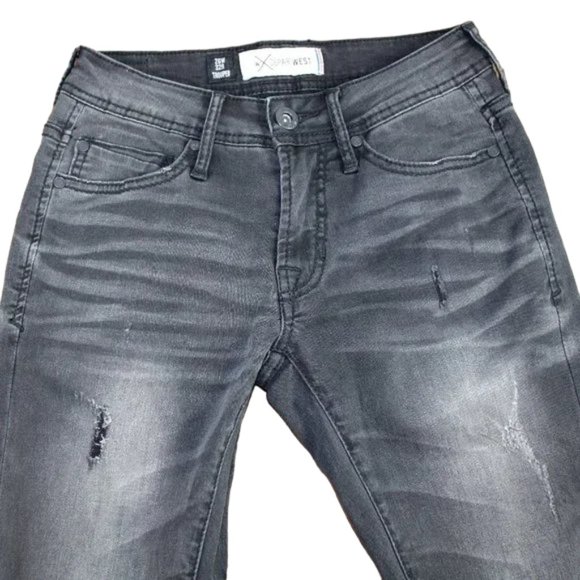 Departwest Trouper Black Fade Destructed Taper Stretch Jeans, Size 26/29 - Picture 7 of 8